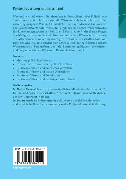 Produktbild: Politisches Wissen in Deutschland