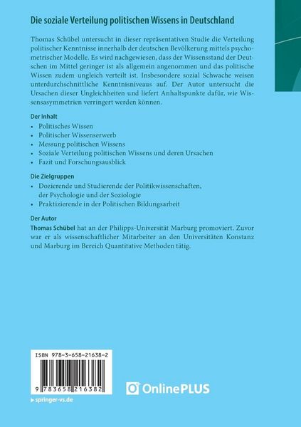 Produktbild: Die soziale Verteilung politischen Wissens in Deutschland