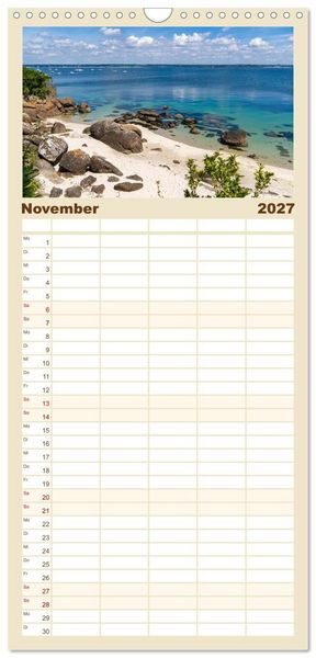 Produktbild: Familienplaner 2027 - Bretagne - Traumk&uuml;sten im s&uuml;dlichen Finist&egrave;re mit 5 Spalten (Wandkalender, 21 x 45 cm) CALVENDO