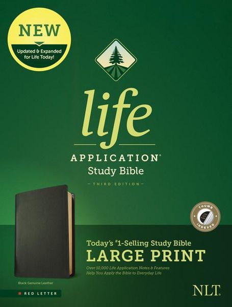 Produktbild: NLT Life Application Study Bible, Third Edition, Large Print (Red Letter, Genuine Leather, Black, Indexed)