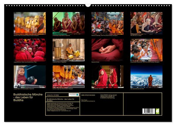 Produktbild: Buddhistische M&ouml;nche - das Leben f&uuml;r Buddha (Wandkalender 2026 DIN A2 quer), CALVENDO Monatskalender