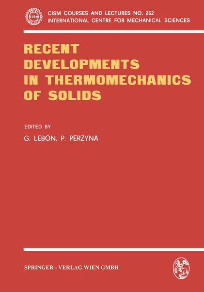 Produktbild: Recent Developments in Thermomechanics of Solids