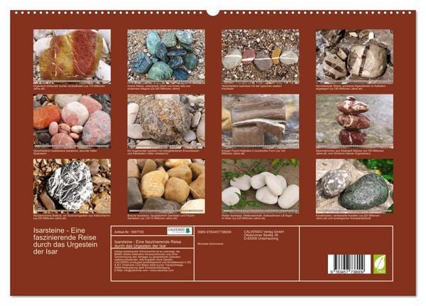 Produktbild: Isarsteine - Eine faszinierende Reise durch das Urgestein der Isar (hochwertiger Premium Wandkalender 2026 DIN A2 quer), Kunstdruck in Hochglanz