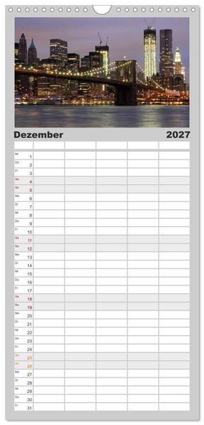 Produktbild: Familienplaner 2027 - New York City mit 5 Spalten (Wandkalender, 21 x 45 cm) CALVENDO