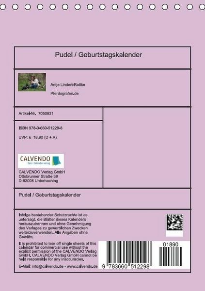 Produktbild: Pudel / Geburtstagskalender (Tischkalender immerw&auml;hrend DIN A5 hoch)