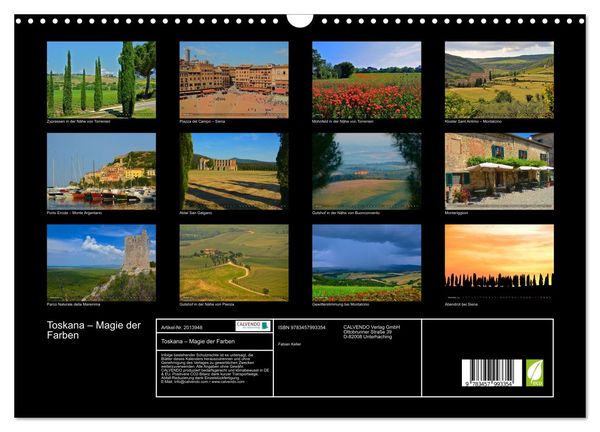 Produktbild: Toskana &ndash; Magie der Farben (Wandkalender 2026 DIN A3 quer), CALVENDO Monatskalender