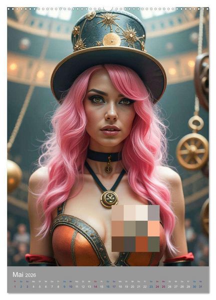 Produktbild: Steampunk Zirkus-Diven (Wandkalender 2026 DIN A2 hoch), CALVENDO Monatskalender