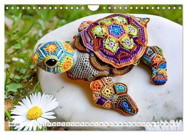 Produktbild: Granny Square Kunst - Ein Jahr voller kreativer H&auml;kelideen (Wandkalender 2026 DIN A4 quer), CALVENDO Monatskalender
