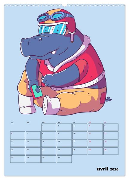 Produktbild: Animaux Gamers Amusants (Calendrier mural 2026 DIN A2 horizontal) calendrier de bureau
