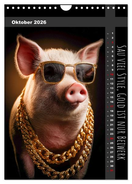 Produktbild: Coole Sau - Lustiger Spr&uuml;che Kalender mit witzigen Schweinchen (Wandkalender 2026 DIN A4 hoch), CALVENDO Monatskalender