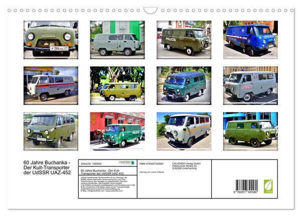 Produktbild: 60 Jahre Buchanka - Der Kult-Transporter der UdSSR UAZ-452 (Wandkalender 2026 DIN A3 quer), CALVENDO Monatskalender