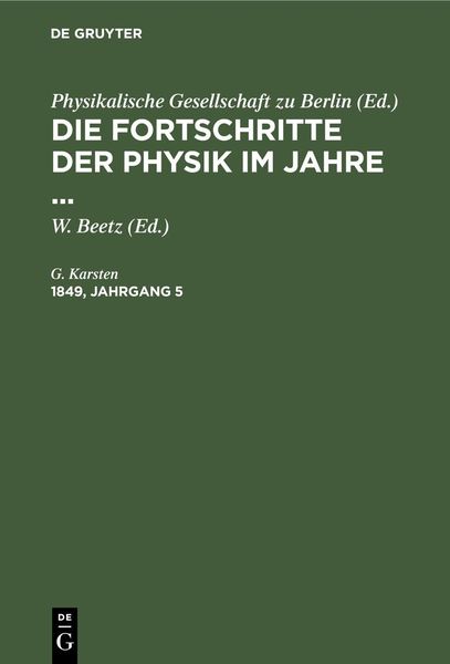 Produktbild: Die Fortschritte der Physik im Jahre .... 1849, Jahrgang 5