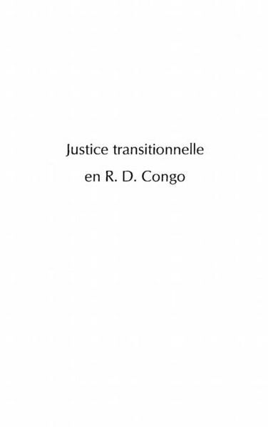 Produktbild: Justice transitionnelle en R.D. Congo