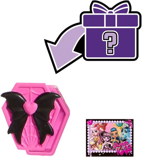 Produktbild: Monster High Scary Sweet Birthday Draculaura-Puppe im Partykleid mit Ballon und Geschenk