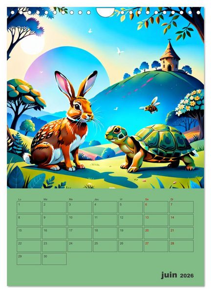 Produktbild: Les fables illustr&eacute;es (Calendrier mural 2026 DIN A4 horizontal), CALVENDO calendrier mensuel