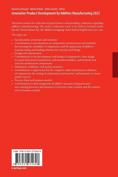 Produktbild: Innovative Product Development by Additive Manufacturing 2022