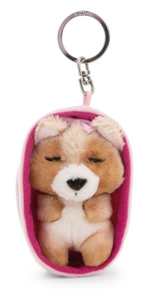 NICI - Schlüsselanhänger Sleeping Pets Hund Yorkshire Terrier 8cm Körbchen hellrosa an Header Karte