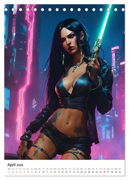 Produktbild: The Witches of Cyberpunk City (Desk Calendar 2026 DIN A5 portrait), CALVENDO 12 Month DeskCalendar