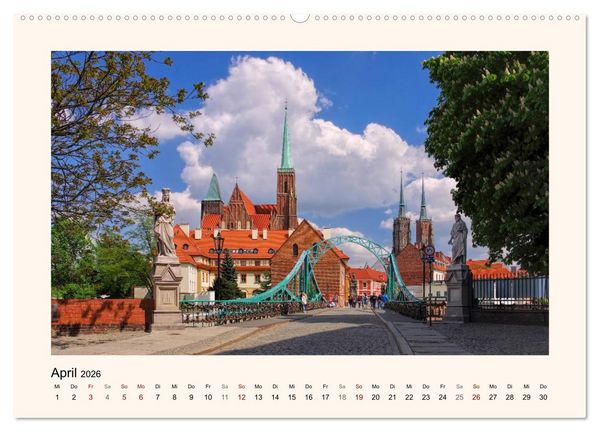 Produktbild: Breslau - Schlesiens Herz an der Oder (hochwertiger Premium Wandkalender 2026 DIN A2 quer), Kunstdruck in Hochglanz