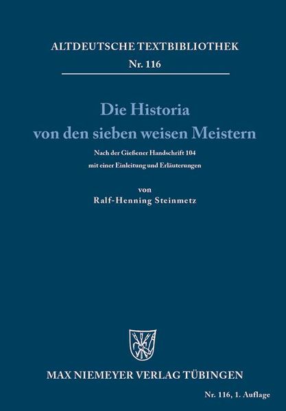 Produktbild: Die Historia von den sieben weisen Meistern und dem Kaiser Diocletianus