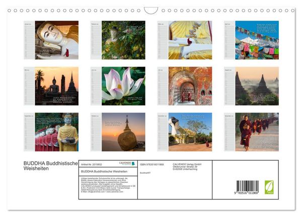 Produktbild: BUDDHA Buddhistische Weisheiten (Wandkalender 2026 DIN A3 quer), CALVENDO Monatskalender