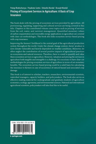 Produktbild: Pricing of Ecosystem Services in Agriculture: A Basis of Crop Insurance