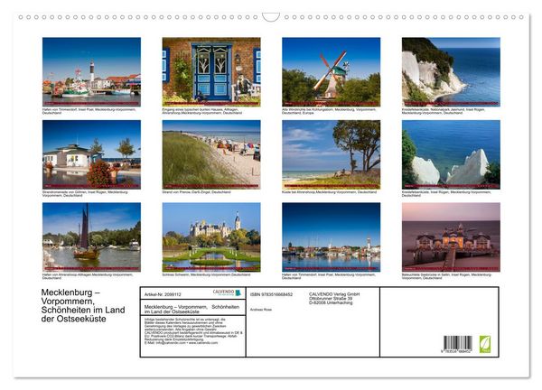 Produktbild: Mecklenburg &ndash; Vorpommern, Sch&ouml;nheiten im Land der Ostseek&uuml;ste (Wandkalender 2026 DIN A2 quer), CALVENDO Monatskalender
