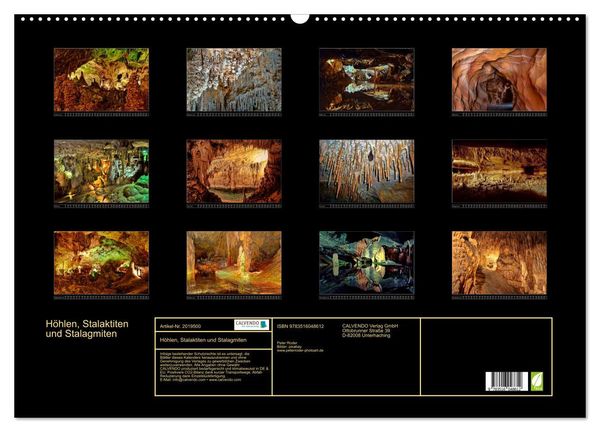 Produktbild: H&ouml;hlen, Stalaktiten und Stalagmiten (Wandkalender 2026 DIN A2 quer), CALVENDO Monatskalender