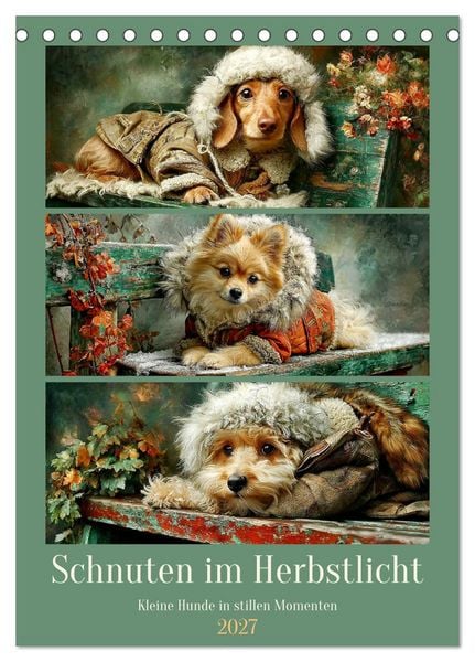 Produktbild: Schnuten im Herbstlicht. Kleine Hunde in stillen Momenten (Tischkalender 2027 DIN A5 hoch), CALVENDO Monatskalender