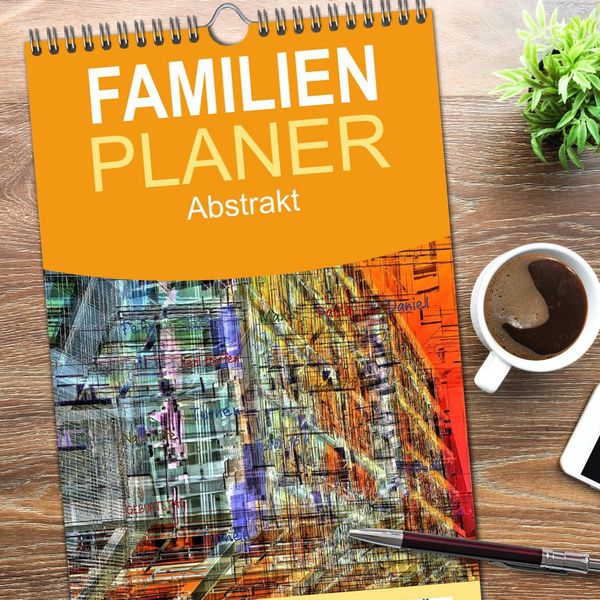 Produktbild: Familienplaner 2026 - Abstrakt mit 5 Spalten (Wandkalender, 21 x 45 cm) CALVENDO