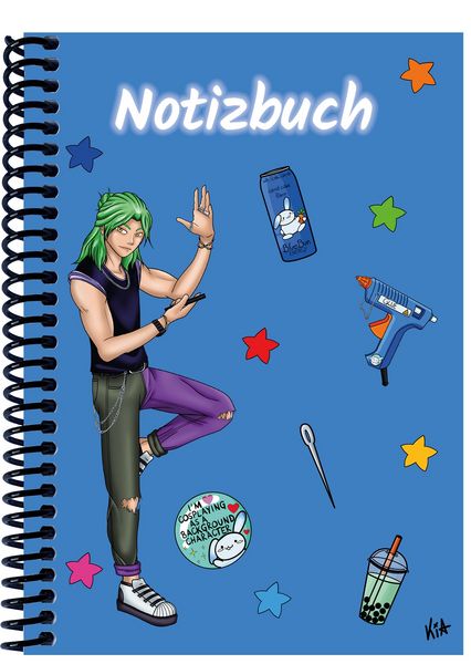 Produktbild: A 5 Notizbuch Manga Quinn, blau, blanko