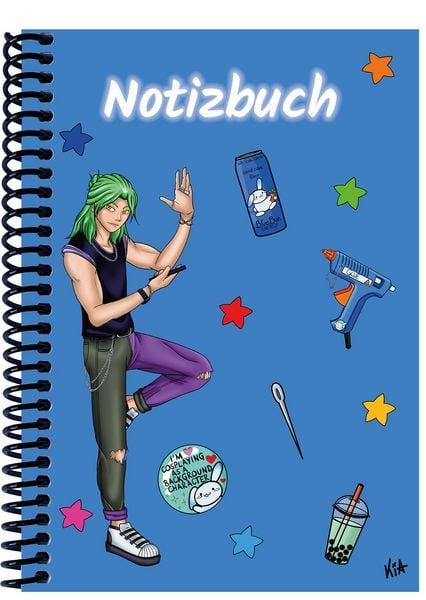Produktbild: A 5 Notizbuch Manga Quinn, blau, kariert