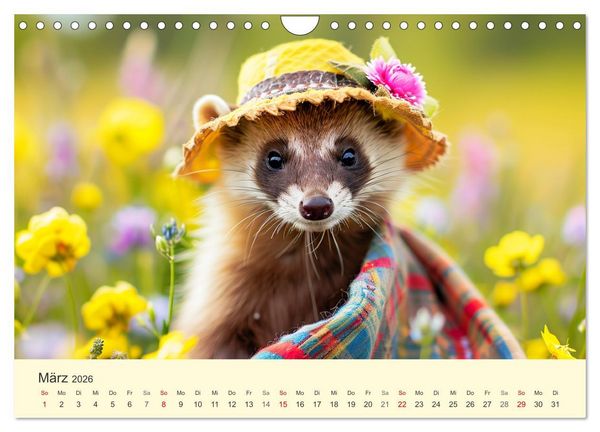 Produktbild: Kecke Marder. Charmante und niedliche Fashion-Ikonen (Wandkalender 2026 DIN A4 quer), CALVENDO Monatskalender