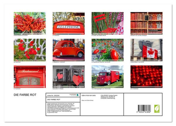 Produktbild: DIE FARBE ROT (Wandkalender 2026 DIN A3 quer), CALVENDO Monatskalender