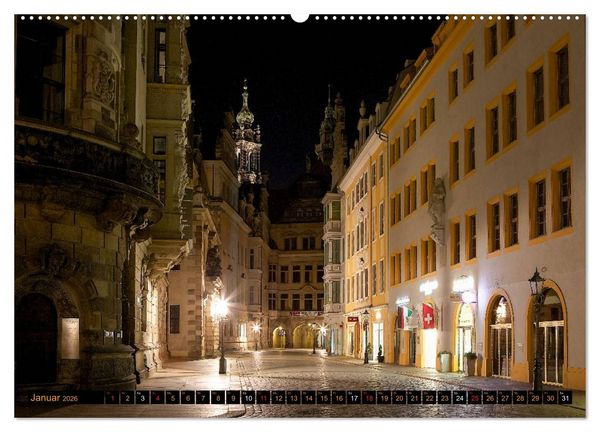 Produktbild: Eine Nacht in Dresden (hochwertiger Premium Wandkalender 2026 DIN A2 quer), Kunstdruck in Hochglanz