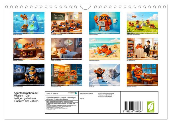 Produktbild: Agentenkrabben auf Mission - Die lustigen geheimen Eins&auml;tze des Jahres (Wandkalender 2027 DIN A4 quer), CALVENDO Monatskalender