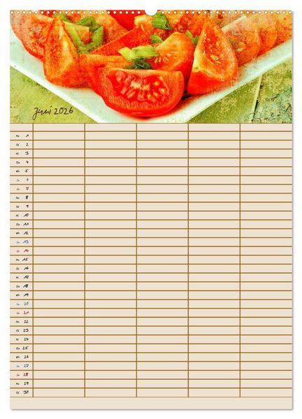 Produktbild: Italienische K&uuml;che mit Familienplaner (Wandkalender 2026 DIN A2 hoch), CALVENDO Monatskalender
