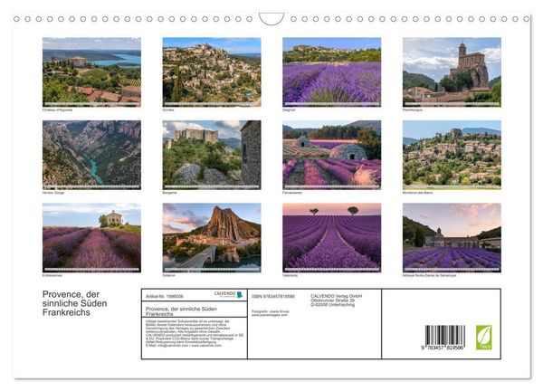 Produktbild: Provence, der sinnliche S&uuml;den Frankreichs (Wandkalender 2026 DIN A3 quer), CALVENDO Monatskalender
