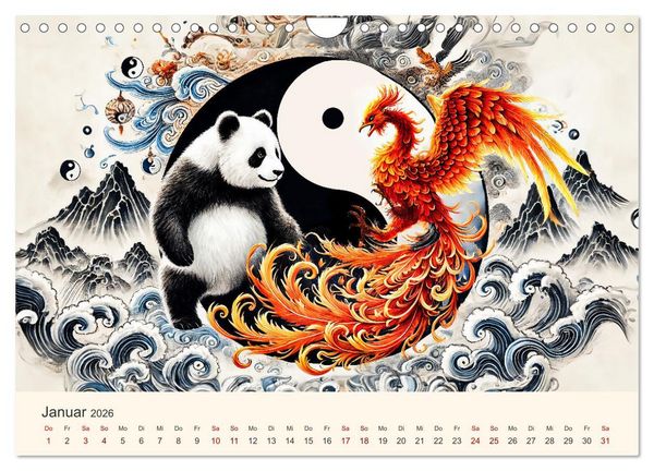 Produktbild: Yin und Yang der Wesen - Asiatische Mythen im Gleichgewicht (Wandkalender 2026 DIN A4 quer), CALVENDO Monatskalender