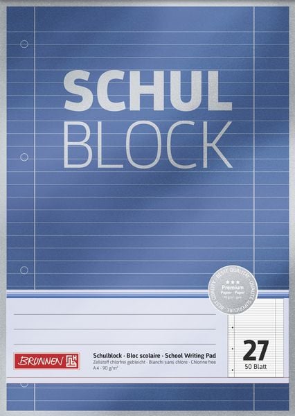 Produktbild: Brunnen Schulblock Premium A4 Lineatur 27 blau