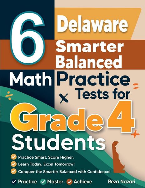 Produktbild: 6 Delaware Smarter Balanced Grade 4 Math Practice Tests