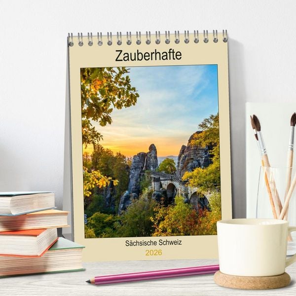 Produktbild: Zauberhafte S&auml;chsische Schweiz (Tischkalender 2026 DIN A5 hoch), CALVENDO Monatskalender