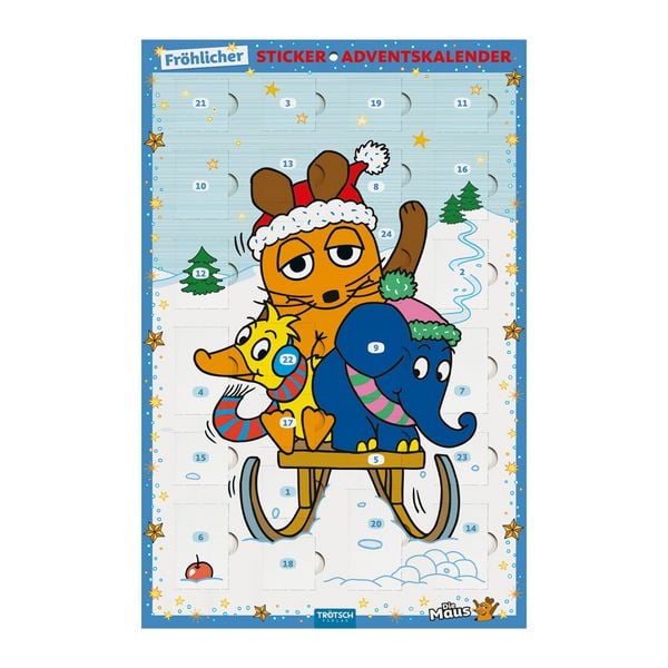 Produktbild: TR&Ouml;TSCH - Sticker-Adventskalender "Die Maus " | Weihnachtskalender mit 24 niedlichen Soft-Stickernr Adventskalender | Ab 3 Jahren