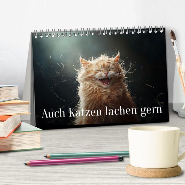 Produktbild: Auch Katzen lachen gern (Tischkalender 2026 DIN A5 quer), CALVENDO Monatskalender