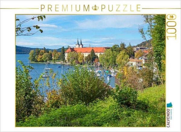 CALVENDO Puzzle Schloss und Hafen am Tegernsee | 1000 Teile Lege-Größe 64x48cm Foto-Puzzle für glückliche Stunden
