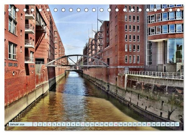 Produktbild: Hamburg - Ein Tag in der Speicherstadt (Tischkalender 2026 DIN A5 quer), CALVENDO Monatskalender