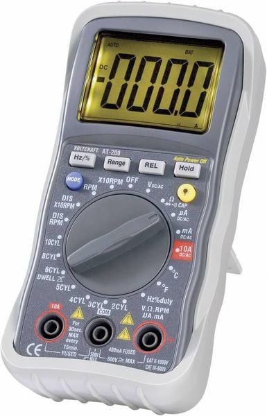 VOLTCRAFT AT-200 Hand-Multimeter digital KFZ-Messfunktion CAT III 600V Anzeige (Counts): 4000