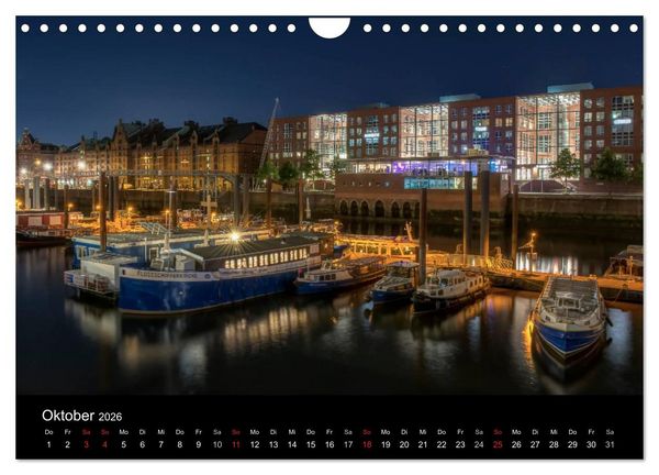Produktbild: Hamburg - Lichter der Nacht (Wandkalender 2026 DIN A4 quer), CALVENDO Monatskalender