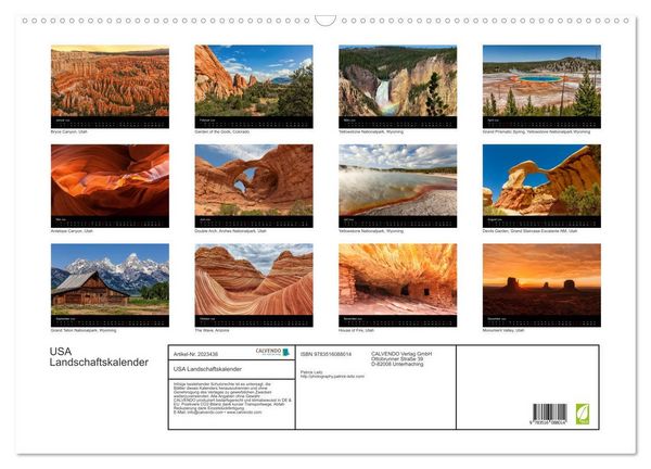 Produktbild: USA Landschaftskalender (Wandkalender 2026 DIN A2 quer), CALVENDO Monatskalender
