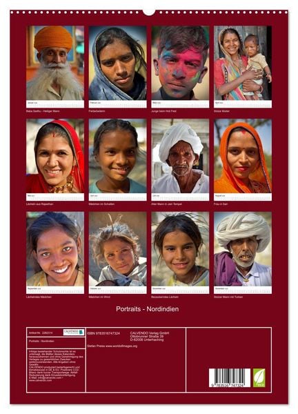Produktbild: Portraits - Nordindien (hochwertiger Premium Wandkalender 2026 DIN A2 hoch), Kunstdruck in Hochglanz